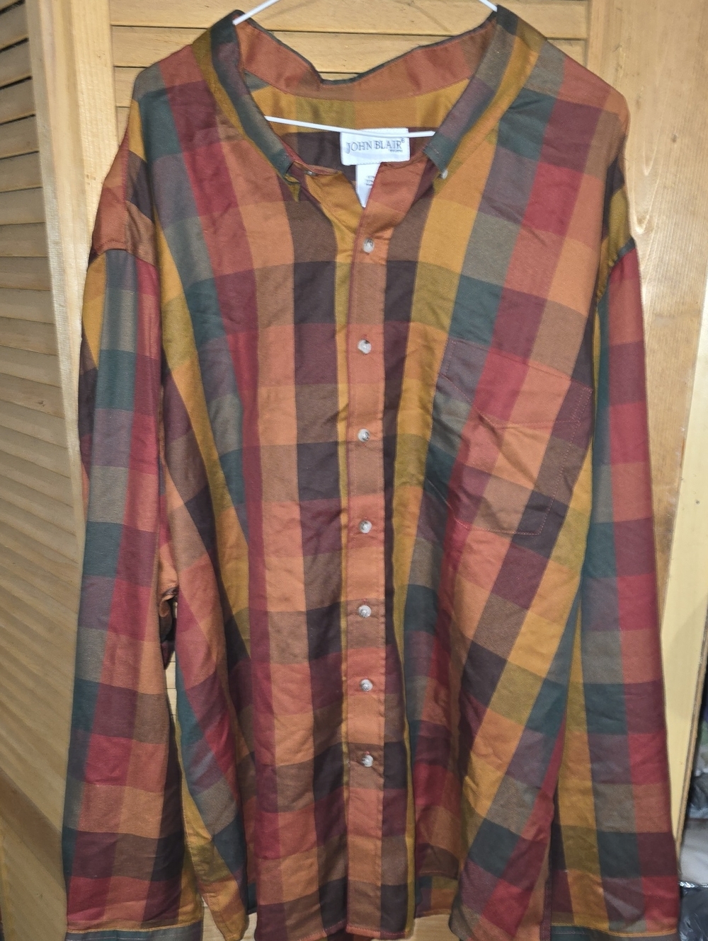 John's Blair Men’s Plaid Button-Up Shirt - Multi- Fall Color Size 3XL